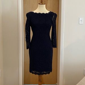 Cache Lace Navy Cocktail Dress